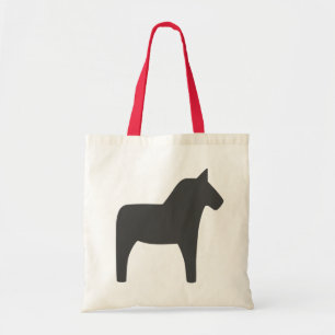 Swedish Dala Horse Dark Grey Tote Bag