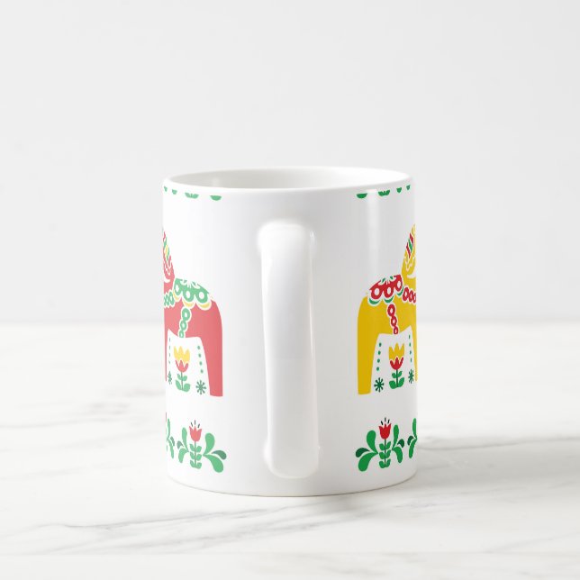 Swedish Dala Horse floral folk pattern Coffee Mug (Handle)