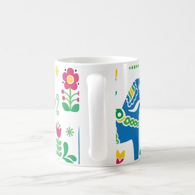 Swedish Dala Horse floral folk pattern Coffee Mug (Handle)