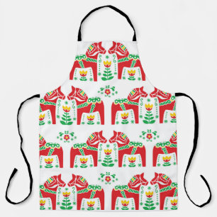 Swedish Dala Horse: Folk Art Apron