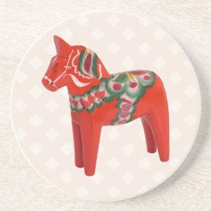 Swedish Dala Horse  Folk Art Coaster