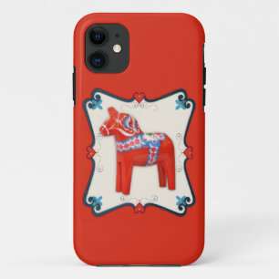 Swedish Dala Horse Folk Art Framed iPhone 11 Case