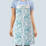 Swedish Dala Horse Folk Art Green Custom Name Apron<br><div class="desc">A pretty traditional Swedish Dala Horse pattern in teal green and white.
Change or remove the name to customise.</div>