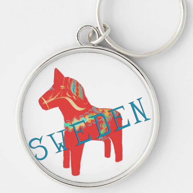 Swedish Dala Horse gifts & greetings Key Ring (Front)