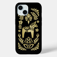 Swedish Dala Horse Gold and Black