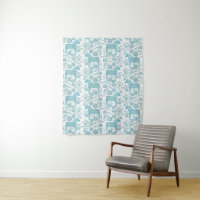 Swedish Dala Horse Green and White Tapestry