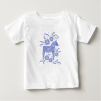Swedish Dala Horse Indigo Blue Baby T-Shirt