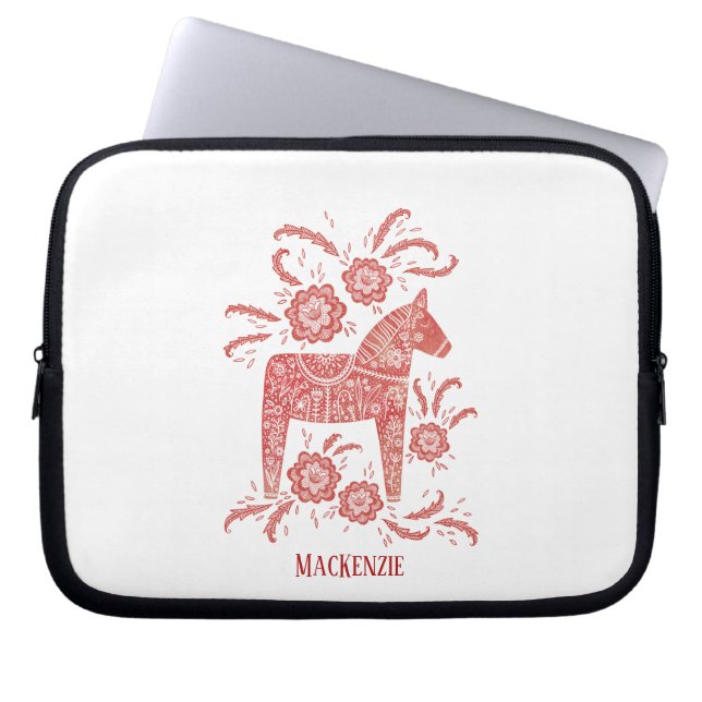 Swedish Dala Horse Personalised Laptop Sleeve (Front)