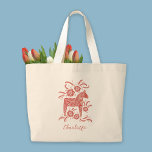 Swedish Dala Horse Personalised Large Tote Bag<br><div class="desc">A pretty traditional Swedish Dala Horse in red and white with script typography.  Change the name to personalise.  Original art by Nic Squirrell.</div>