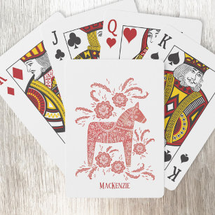 Swedish Dala Horse Personalised Playing Cards