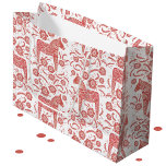 Swedish Dala Horse Red and White Large Gift Bag<br><div class="desc">Traditional Swedish Dalecarlian Dala Horse folk art in red and white. Pretty and festive for all occasions.  Original art by Nic Squirrell.</div>