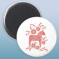 Swedish Dala Horse Red and White