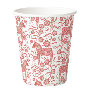 Swedish Dala Horse Red and White Paper Cups
