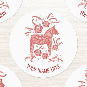 Swedish Dala Horse Red and White Personalised