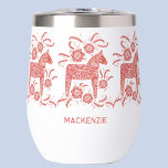 Swedish Dala Horse Red and White Personalised<br><div class="desc">A traditional Dala Horse from Sweden in red and white.  Scandinavian folk art painting in Watercolor. Original art by Nic Squirrell.
 Remove or change the name to customise.</div>