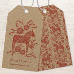 Swedish Dala Horse Red on Kraft Gift Tags<br><div class="desc">Traditional Swedish Dalecarlian Dala Horse folk art in red on Kraft paper. Change the greeting and name to personalise.</div>