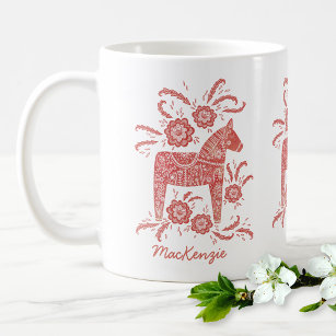 Swedish Dala Horse Red Personalised Coffee Mug