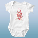 Swedish Dala Horse Red Tiny Viking Baby Bodysuit<br><div class="desc">A traditional Swedish Dala Horse illustration in red.
Change the "Tiny Viking" text to customise.</div>