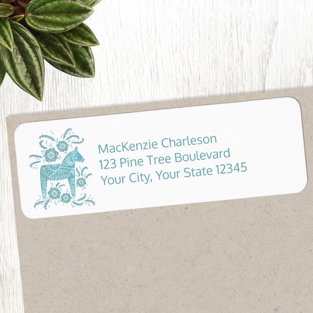 Swedish Dala Horse Return Address Label (Swedish Dala Horse return address label sticker)