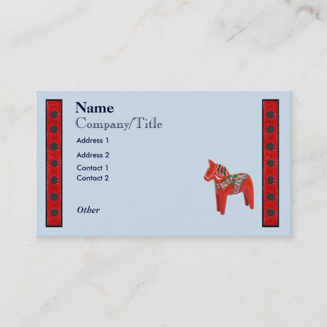 Swedish Dala Horse Scandinavian Design Business Card (Front)