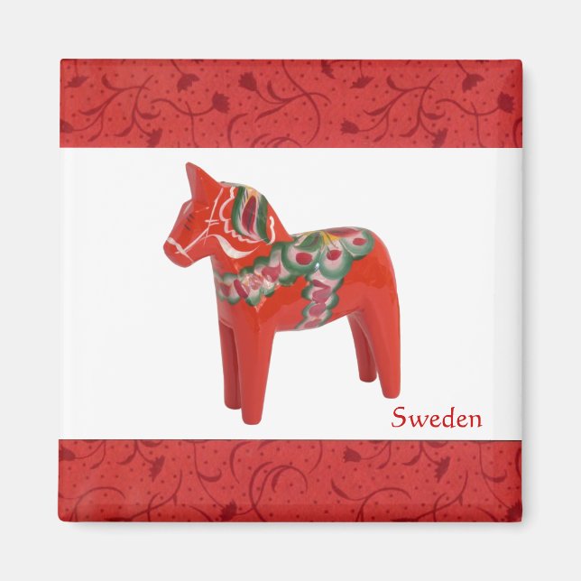 Swedish Dala Horse Scandinavian Magnet (Front)