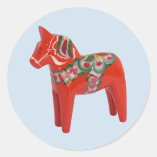 Swedish Dala Horse Scandinavian Tradition Classic Round Sticker