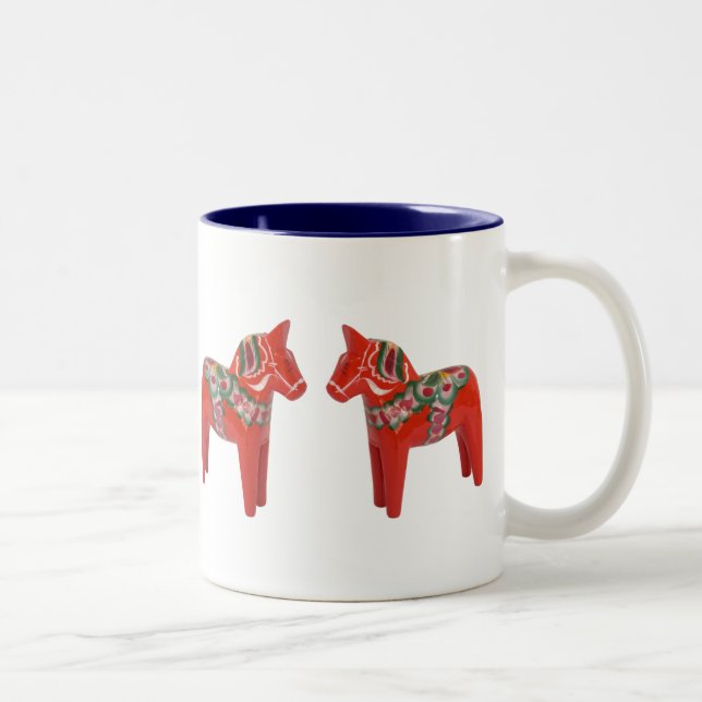 Swedish Dala Horse Scandinavian Two-Tone Coffee Mug (Right)