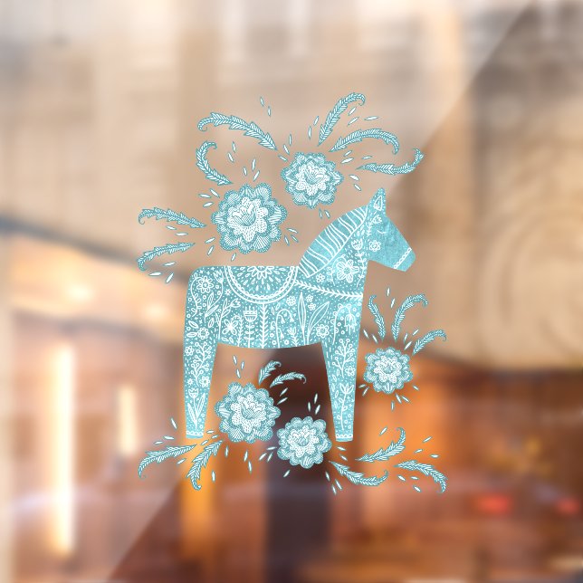 Swedish Dala Horse Teal Green  Window Cling (Sheet 2)
