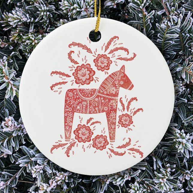 Swedish Dala Horse Traditional Folk Art Ceramic Ornament (Creator Uploaded)