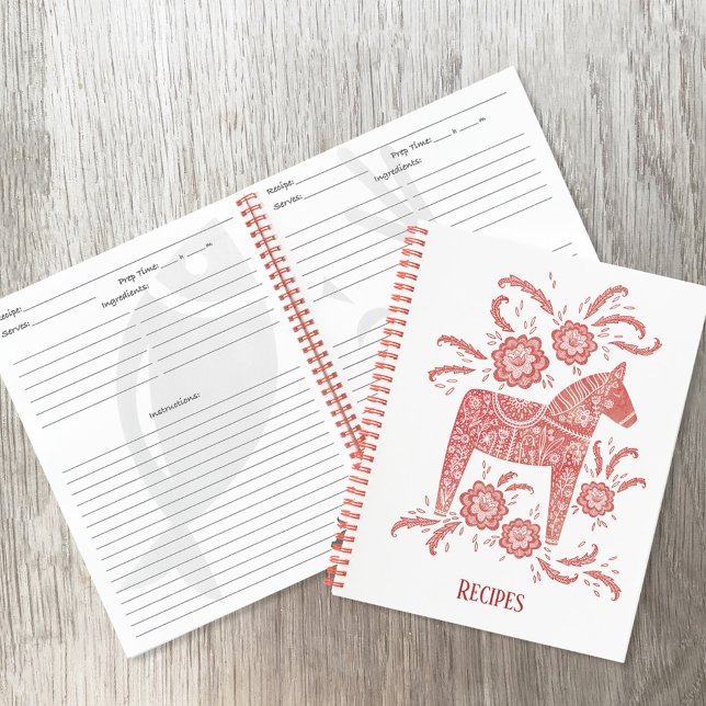 Swedish Dala Horse Traditional Folk Art Recipe Notebook (Creator Uploaded)