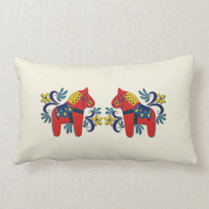 Swedish Dala Horse Twins Lumbar Cushion