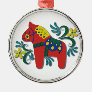 Swedish Dala Horse Whimsical Metal Tree Decoration