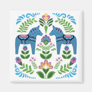 Swedish Dala Horses Blue Magnet