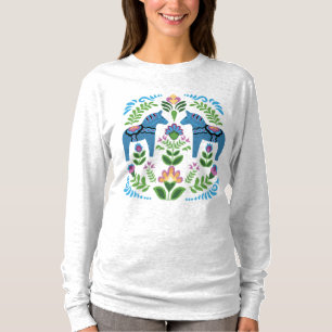 Swedish Dala Horses Blue T-Shirt