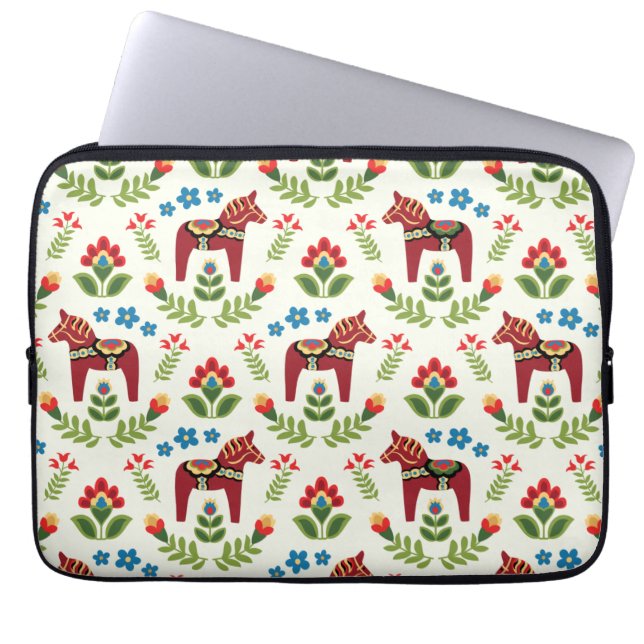 Swedish Dala Horses Red Laptop Sleeve (Front)