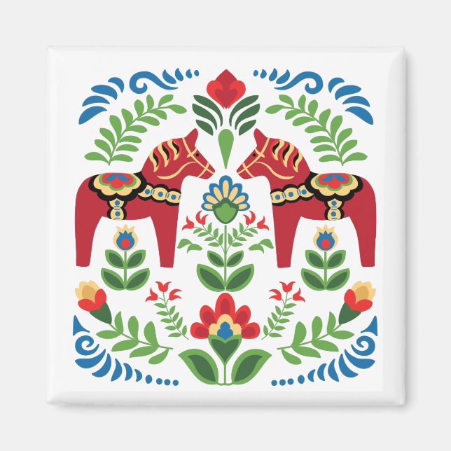 Swedish Dala Horses Red Magnet (Front)