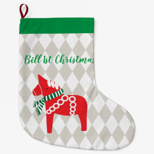 Swedish Darla Horse Personalized  Large Christmas Stocking