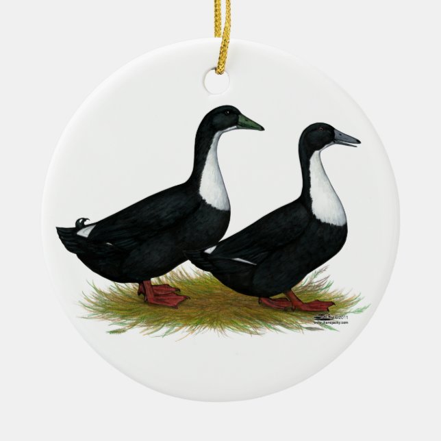 Swedish Ducks Black Ceramic Tree Decoration (Front)