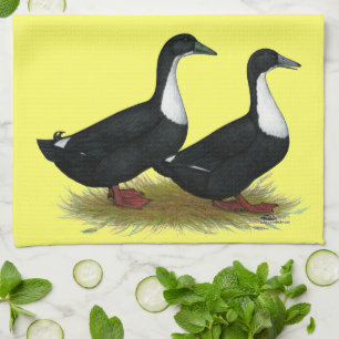 Swedish Ducks Black Tea Towel