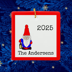 Swedish Elf with Typewriter Font Ceramic Ornament