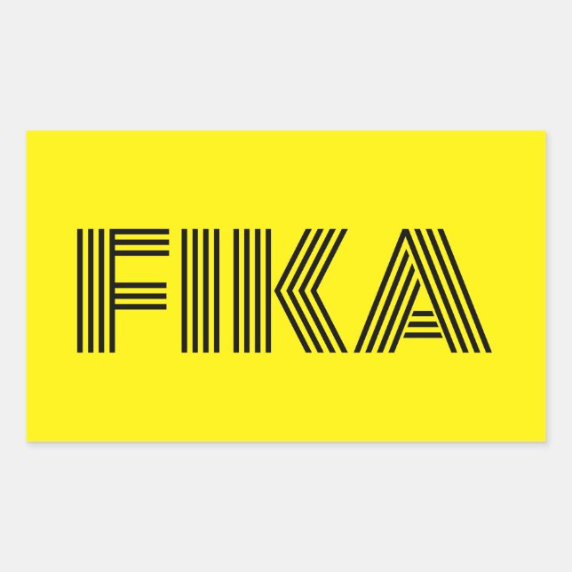 Swedish Fika Yellow and Black Rectangular Sticker (Front)