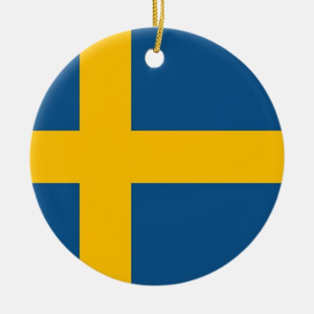 Swedish Flag Ceramic Tree Decoration (Front)