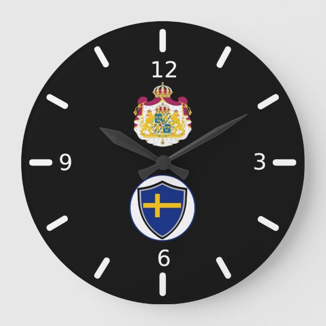 Swedish flag-coat arms large clock (Front)