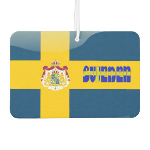 Swedish flag-coat of arms car air freshener