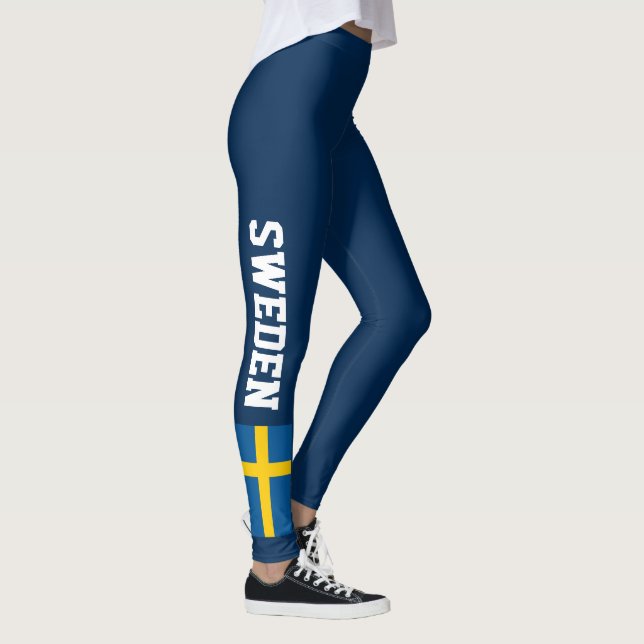Swedish flag custom dark leggings for Sweden (Right)