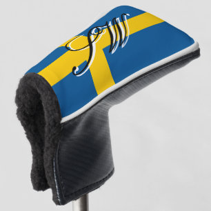 Swedish flag custom name golf head putter cover