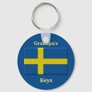 Swedish Flag Custom Name or Family Member Key Ring