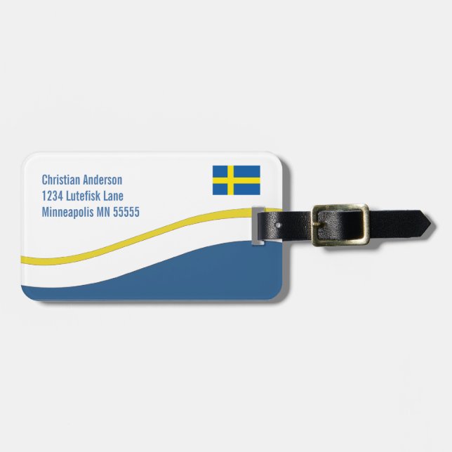Swedish Flag Custom Personalised Luggage Tag (Front Horizontal)