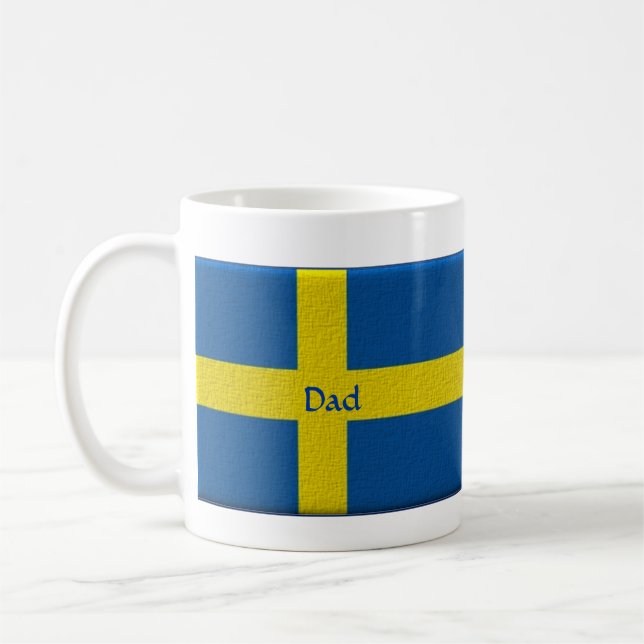 Swedish Flag Dad or Custom Name Coffee Mug (Left)