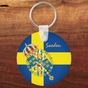 Swedish flag, emblem & Sweden holiday / sports Key Ring